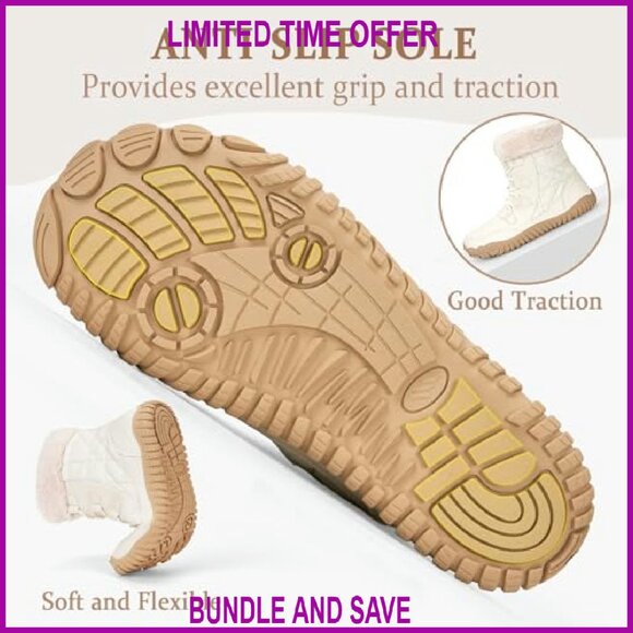 Women's Waterproof Winter Snow Boots Zero Drop Wide Toe Box Fur Lined - Picture 6 of 8